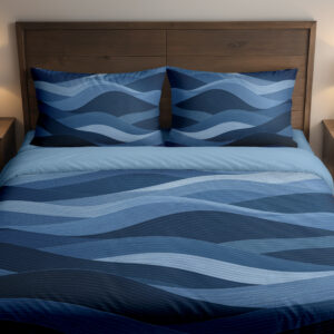 Midnight Blue Contour Dunes Bedding Set — front bedroom view