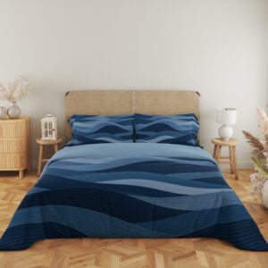 Midnight Blue Contour Dunes Bedding Set — full front view