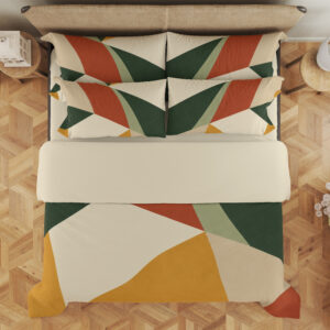 Ochre Forest Facet Bedding Set — overhead view