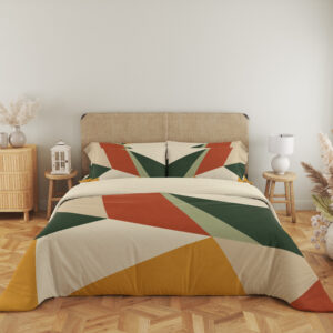 Ochre Forest Facet Bedding Set — full front view