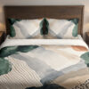 Sage Sandstone Collage Bedding Set with sage green, sandstone and ivory abstract shapes