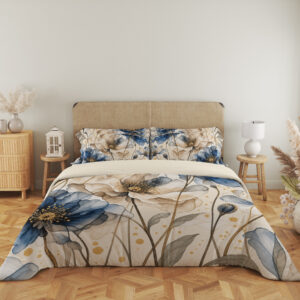 Smoky Indigo Petal Veil Bedding Set - front bedroom view