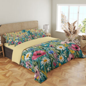 Sunwash Daisy Meadow Bedding Set - angled bedroom view